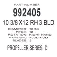 thumbnail image 4 of Michigan Wheel Vortex Boat Propeller 992405 | Right Hand 10 3/8 x 12 P, 4 of 4