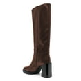 thumbnail image 3 of FSJ Women Round Toe Knee High Boots Side Zipper Pull on Chunky High Heels Comfortable Daily Walking Boots Size 8 Saddle Brown, 3 of 4