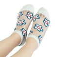 thumbnail image 2 of BQBQERT 5 Pairs Women Glass Fiber Short Socks Japanese Sweet Flower Transparent Mesh Ultra-Thin Invisible Hosiery Random, 2 of 11
