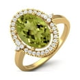 thumbnail image 2 of 6.5 Ctw Oval Peridot 925 Sterling Silver Gold Vermeil Cocktail Women Valentines Day Gifts Ring, 2 of 3