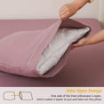 thumbnail image 4 of Simple&Opulence 100% French Linen Pillowcase King Size-Set of 2- Washed Solid Color Pillow Cases Embroidered -Soft and Durable (Purple, 20''x40''), 4 of 6