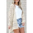 thumbnail image 3 of Sherrylily Women Crochet Cardigan Kimono Boho Long Sleeve Lightweight Oversized Open Front Knitted Sweater, 3 of 4