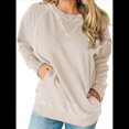 thumbnail image 2 of Sudadera Informal de Larga con Cuello Redondo para Mujer, Sudadera Holgada Albaricoque M, 2 of 8