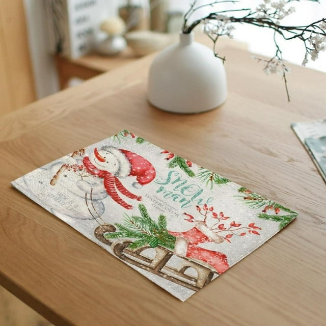 Christmas Placemats Heat Resistant Place mat Kitchen Dining Decoration