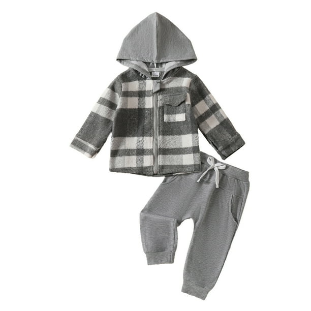 Odeerbi 6M-4Y Niños Niñas Algodón Conjuntos Sudaderas Sudaderas de Cuadros Conjunto de Dos Piezas Manga Larga Cuello Redondo