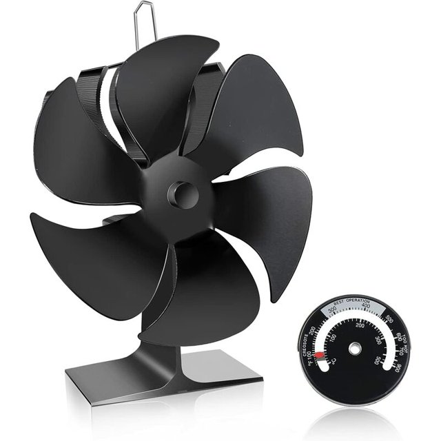 Ventilador Horno, Everenty 6 Aspas 50℃Arranque Funcionamiento Funcionamiento Ventilador de estufa de leña, ventilador de chimenea de accionamiento térmico, ventilador de estufa, ventilador de chimenea, estufa de pellets esquí esquí Gafas de esquí