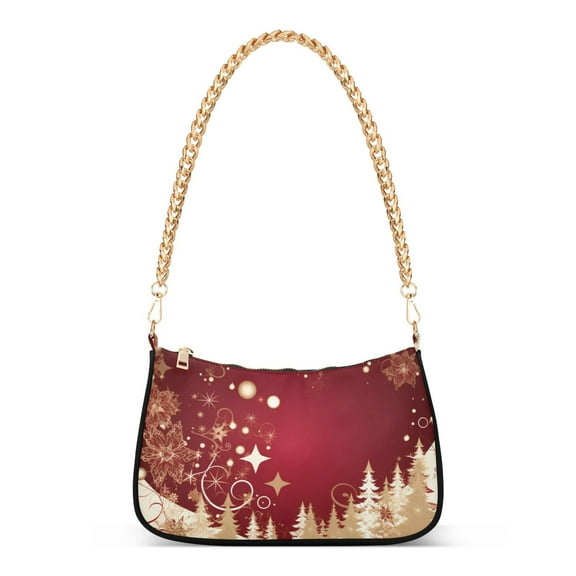 Womens Chain Shoulder Bag Christmas Trees Classic Tote Handbags Fashion Clutch Hobo Purse with Zipper for Travel Casual
