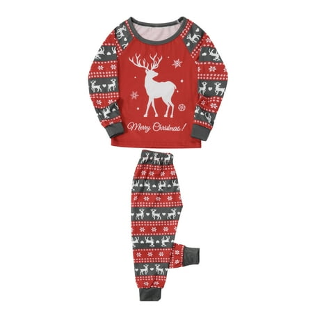 

Matching Christmas Family Pajamas Set X-mas Elk Reindeer Print Pjs Plaid Long Sleeve Tops and Bottom Holiday Sleepwear