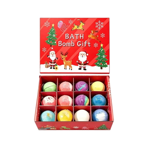 Bath Bombs,Christmas Stocking Stuffers,Christmas Kids Bath Bombs,Gentle Natural Fizzy Spa Bath Balls with Surprise Toy for Boys Girls Holiday Gift(Red - 12CT 60g/2oz)
