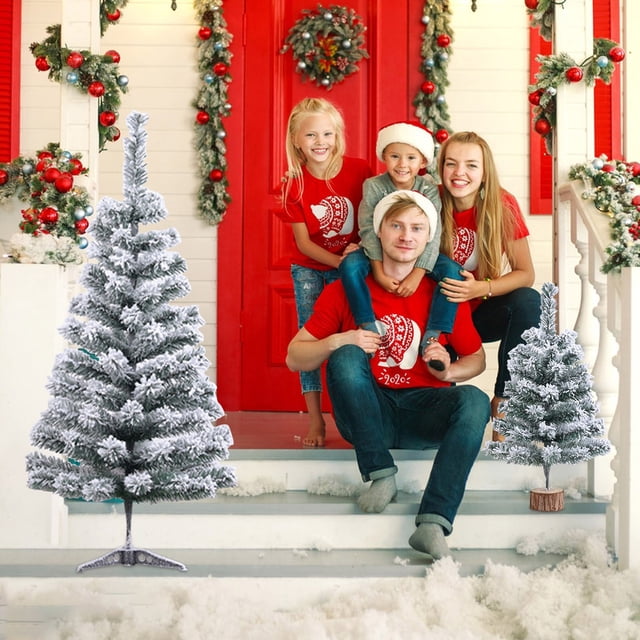 Flocked Christmas Tree 72 in Height With Realistic Branches Pre-Lit Option Available Easy Assembly And Storage