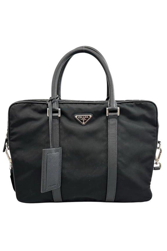 Pre-Owned PRADA Prada Saffiano Briefcase 2VE661 Handbag Nylon Black Men's