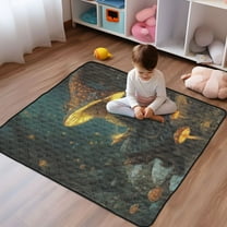 WOBOGO Mushroom Lass Baby Playmats Extra Large Waterproof Rollable Activity Pads for Toddlers 50×50inch