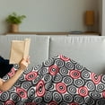thumbnail image 3 of Geometric Circle Soft Flannel Fleece Throw Blanket, Interlace Spiral Labyrinth Blind Oval Linked Mosaic Image Print, Cozy Plush for Indoor and Outdoor Use, 50" x 60", Red Black, by Ambesonne, 3 of 5
