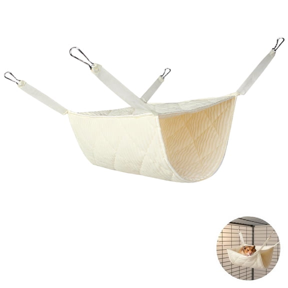Pet Tunnel Hammock, Fabric Small Animal Hanging Bed, Warm Plush Hideout for Cats, Ferrets, Rats, Mice, Guinea Pigs, Hamsters, Space-Saving 11.8 x 15.7 in Cozy Cave Play Mat for Cages