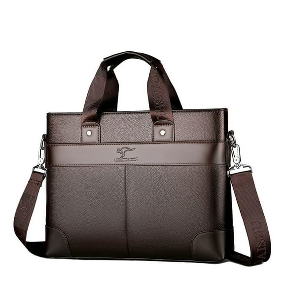 LINGZHIDAISHU Business Men's Briefcase High-Quality Handbag Leather Laptop Bag Messenger Men Brown