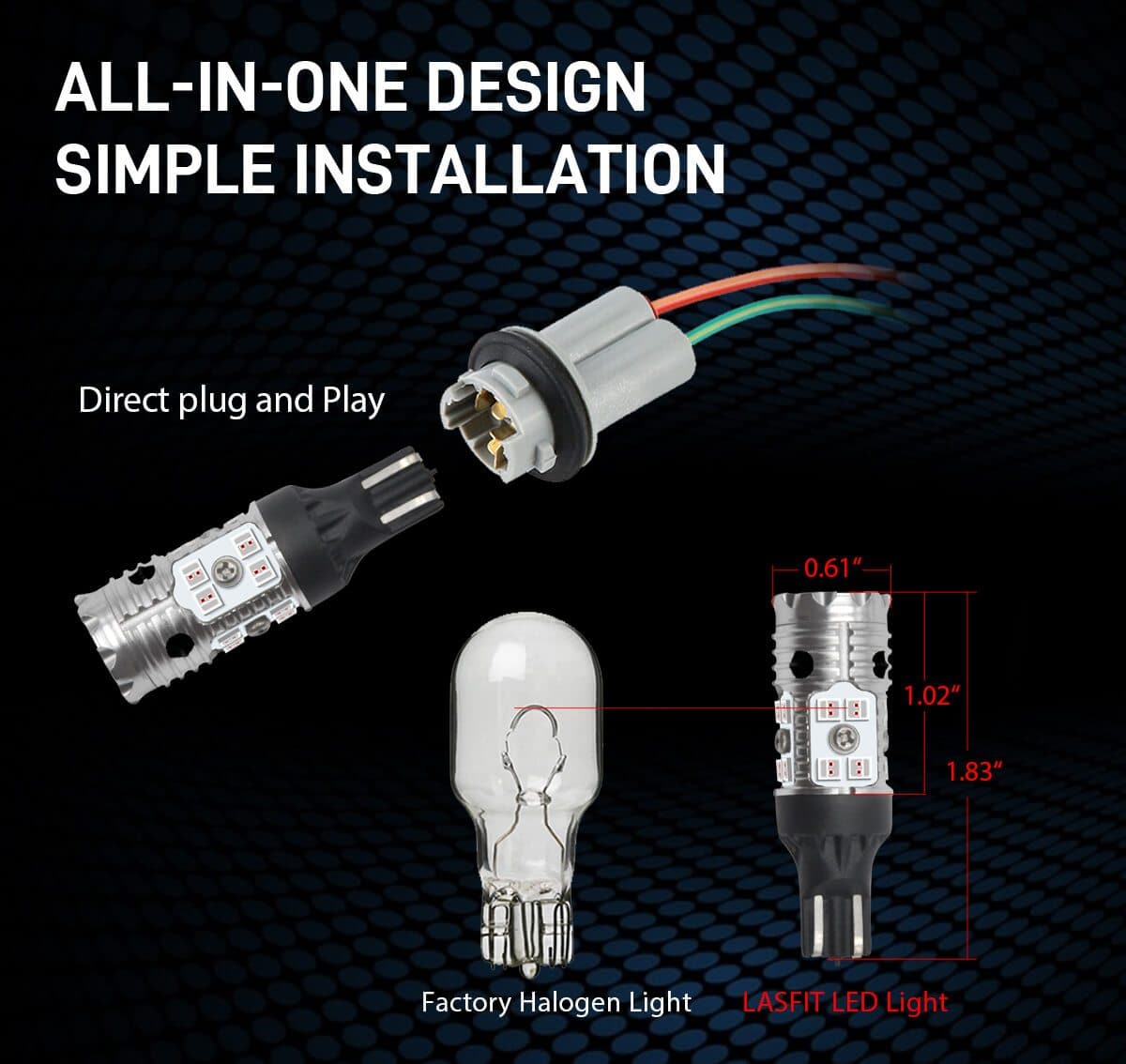 Alla Lighting LED 921 906 Strobe 3rd Brake Light Bulbs – Vivid Red, 2-Pack