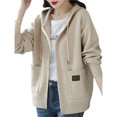thumbnail image 4 of Women'S Full Zip Up Hoodies Soft Knit Sweaters Drawstring Long Sleeve Casual Trendy Cardigan Color One Size, 4 of 9