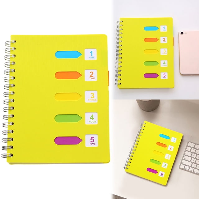 LQXZWJY 5 Subject Notebook College Ruled, Spiral Notebook 7x9 with Removable Divider Tabs, Small Lined Spiral Notebook for Women, A5 Notebook Spiral Notebook for Work Note Taking, Pink