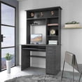 thumbnail image 2 of FM FURNITURE Weston Two Computer Desk with Hutch Engineered Wood Smokey Oak, 2 of 7