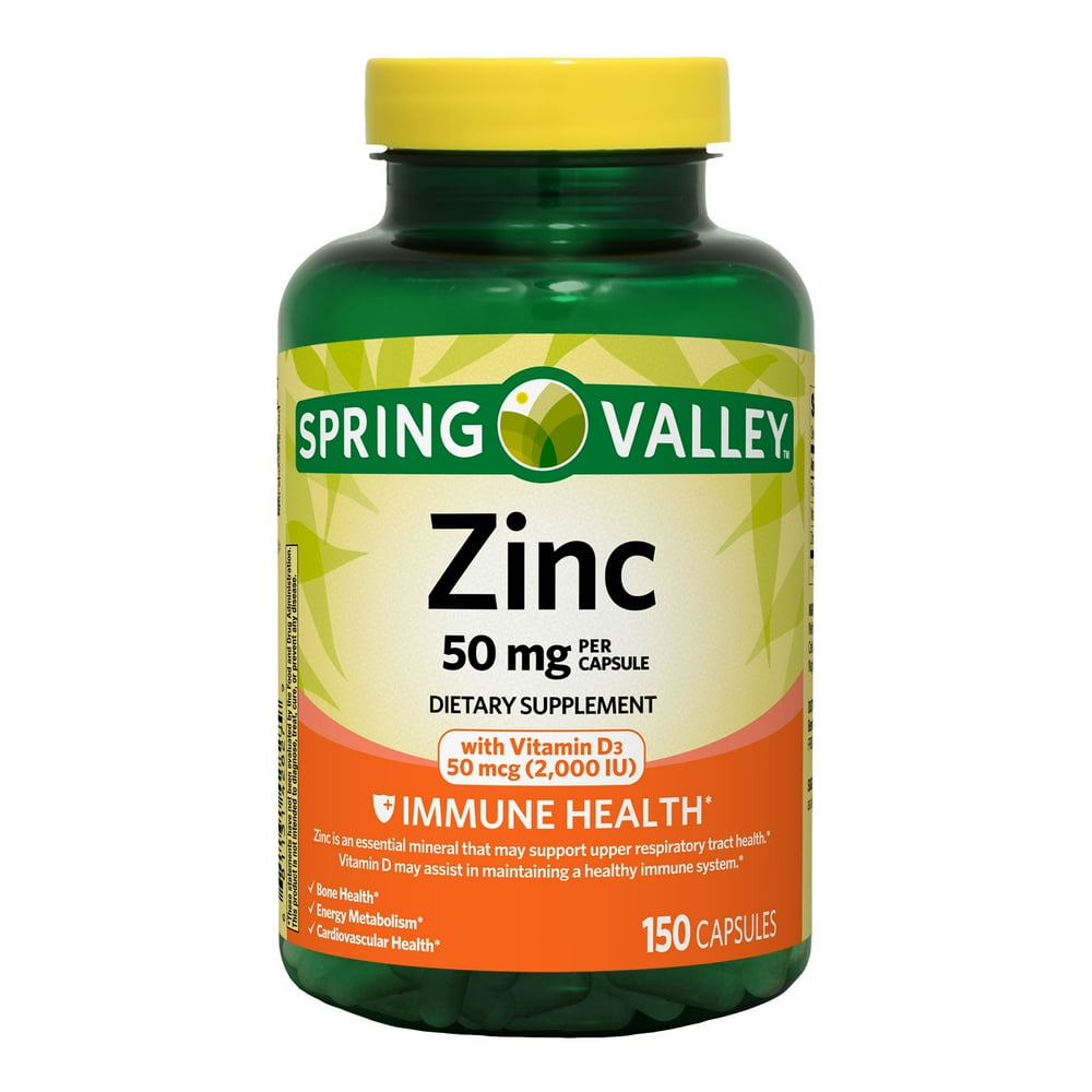 Spring Valley Zinc 50 mg with Vitamin D3 50 mcg Capsules, 150 Ct