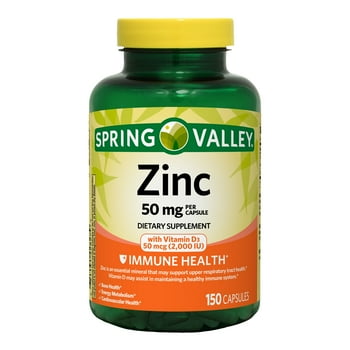 Spring Valley Zinc with  D s Dietary Supplement, 50 mg, 150 Count