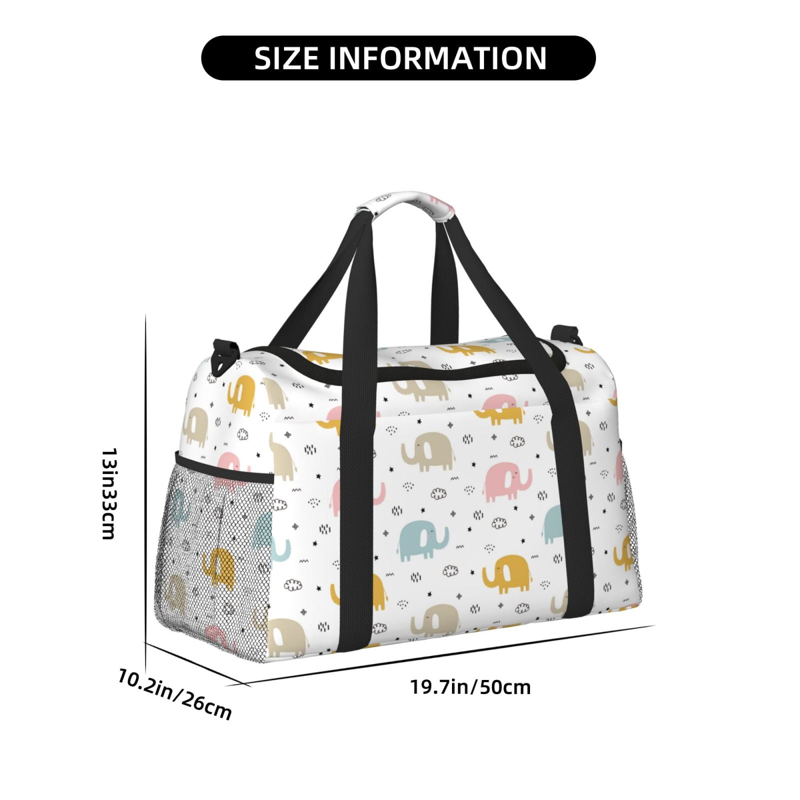 Fuzoiu Little Elephant Print Travel Duffle Bag,Carry On Tote Bags,Duffel Bag,Sport Gym Bag, Hospital Bag for Labor and Delivery, Overnight Bag,Luggage Bag
