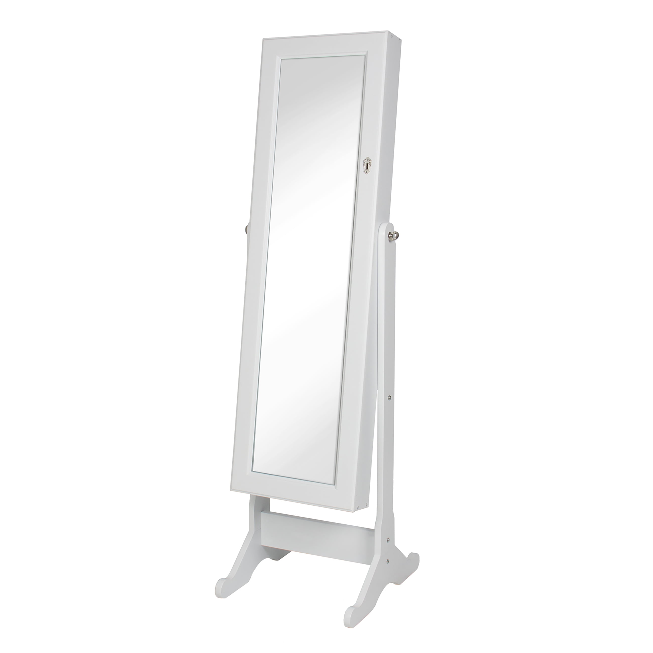 Mirrored Jewelry Cabinet Armoire W Stand Rings Necklaces Bracelets