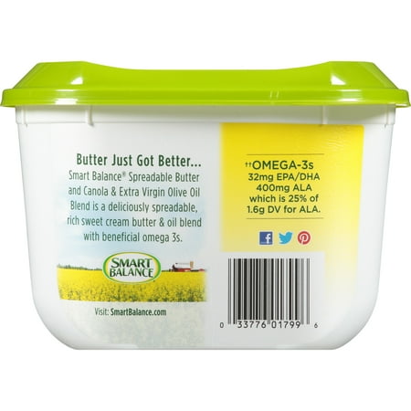 Smart Balance Spreadable Butter and Canola & Extra Virgin Olive Oil Blend 15 oz. Tub