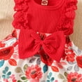 thumbnail image 5 of Atogsazn Baby Girl Clothes Newborn Romper Dress Infant Lace Ruffle Sleeveless Summer Outfits with Headband Red 9-12 Months on Clearance, 5 of 6