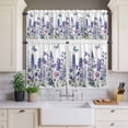 thumbnail image 4 of 3 Piece Blue Purple Floral Kitchen Curtain Valance and Tiers Set Spring Lavender Wildflowers Blue Butterfly Botanical Rod Pocket Tier Curtain 36 Inch Small Window Drapes for Living Room Bedroom Decor, 4 of 9