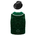 thumbnail image 2 of RUNQHUI Gilet à Sequins pour Garçons et Filles Veste Nœud Papillon Hip Hop Performance de Rue Costume Disco et Chapeau Ensemble Vert Foncé 6, 2 of 4
