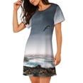 thumbnail image 2 of Gukieu 3d Lighthouse in the Surf Print Women's Nightgown, A-line Round Neck Short-sleeved Nightgown Pajamas Home Wear Suitable for Home and Outing, 2 of 6
