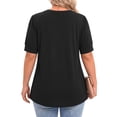 thumbnail image 4 of WellSize Plus Size Women Blouses Casual Button V Neck tunic tops Summer Short Sleeve Shirts, 4 of 7