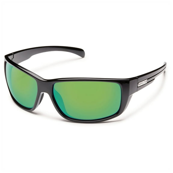 Suncloud Milestone Polarized Sunglasses Black/Green Mirror Medium Fit