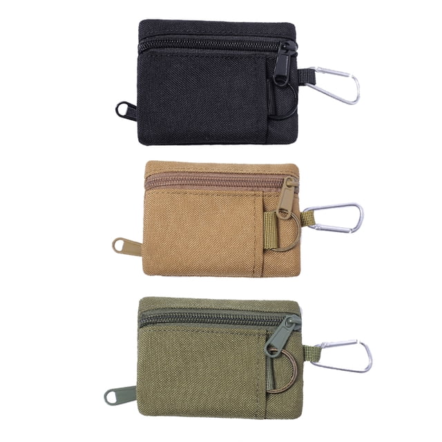 Billetera pequeña minimalista con ventana para tarjeta de identificación, billetera con cierre impermeable para tarjeta de identificación y llavero.