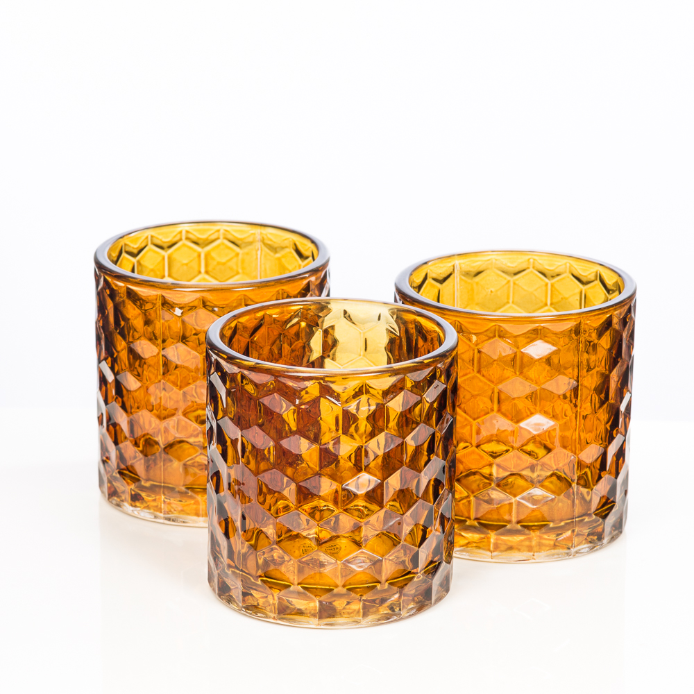 Richland Glass Votive and Tealight Holder Chunky Amber Set of