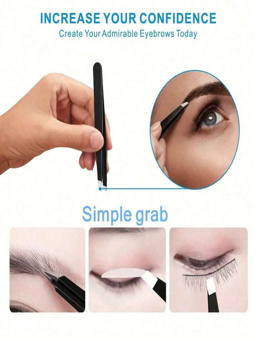 4Pcs Precision Tweezers Set For Eyebrows, Professional Stainless Steel Tweezers For Eyebrows - Great Precision For Facial Hair