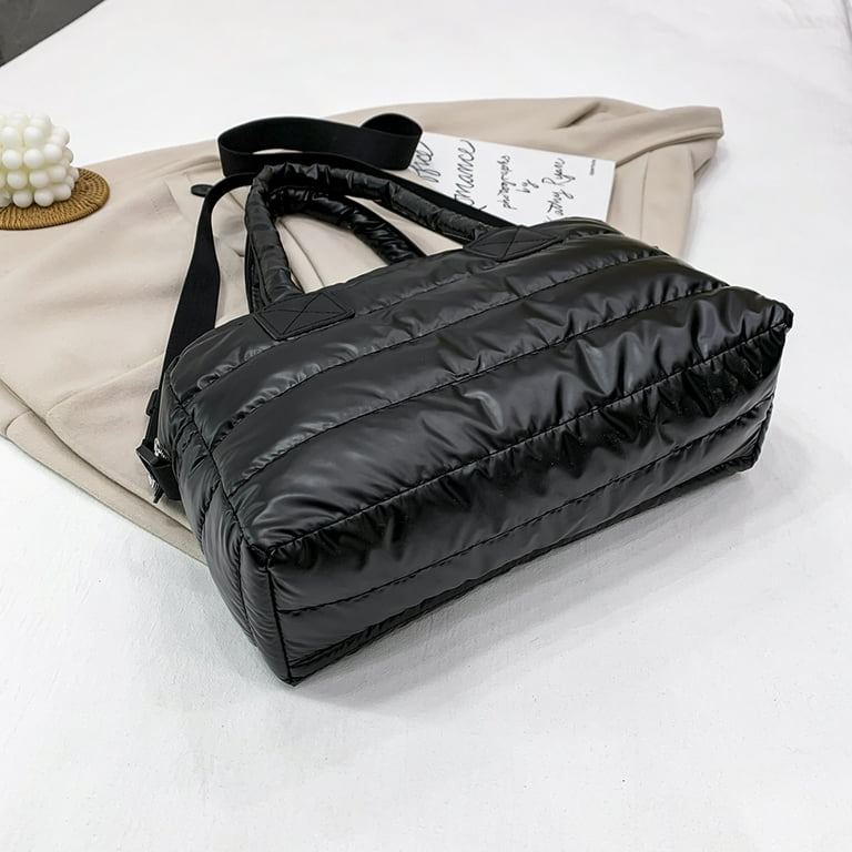 Winter Nylon Padded Quilted Handbag Winter Warm Tote Bag Large Capacity  Handbag