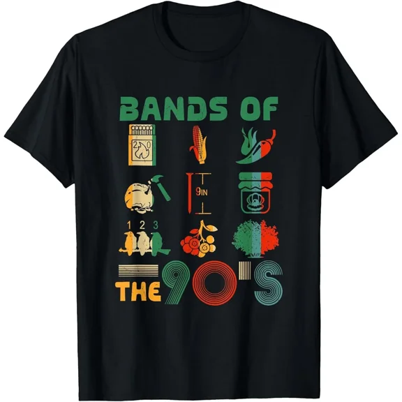 Reprint Rare Retro Popular Music Bands of the 90s Funny Vintage Rock Band T-Shirt