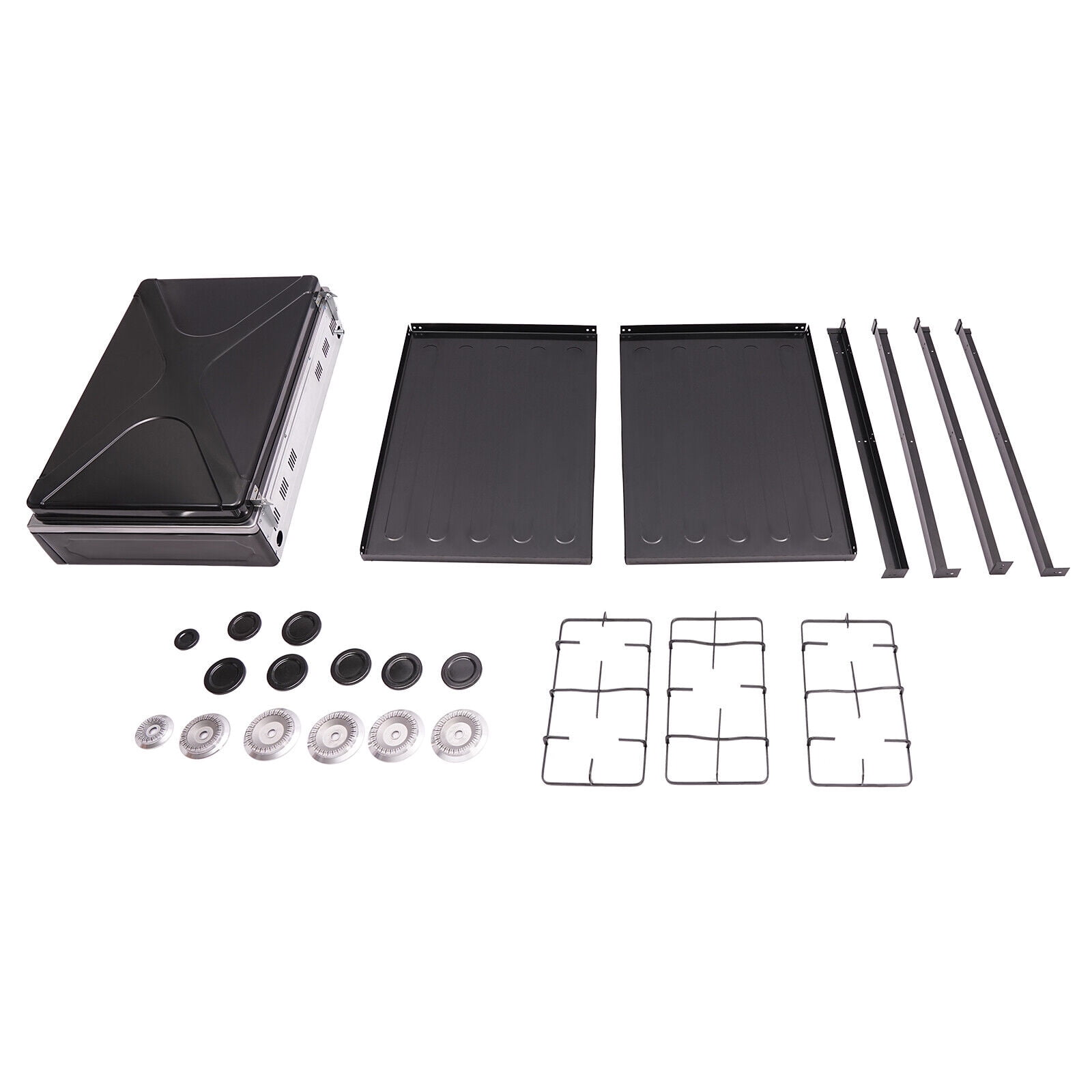 Natural Gas Stove with 5 Burners, Black Natural Gas Stove, Portable Natural Gas Stove For Stir-frying, Cooking Pasta, Boiling Soup