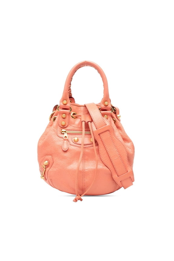 Pre-Owned Balenciaga Giant Mini Pom-Pom Handbag/Shoulder Bag, 2-Way, Pink Leather,... (Good)