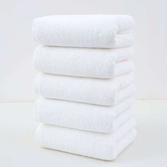 JASKFLY 5 Pack Hand Towels - Luxury 13.8" x 30.7" Cotton Towels Set - Soft, Fluffy, Low Lint, QuickDry, Absorbent - for Spa, Gym, Airbnb, White