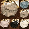 thumbnail image 4 of Women Luxury Style Satin Sexy Lace Smooth Stretch Breathable Panties Breifs, 4 of 11