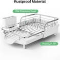 thumbnail image 5 of Dish Drying Rack, Expandable Dish Rack for Kitchen Counter, Stainless Steel Dish Drainer with Drainboard Set and Utensil Holder (White), 5 of 6