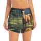 thumbnail image 2 of Balery Peaceful Deer Lily Pond Pantalones cortos deportivos para mujer con forro y dos bolsillos, elásticos, para entrenamiento, gimnasio, yoga-Small, 2 of 7