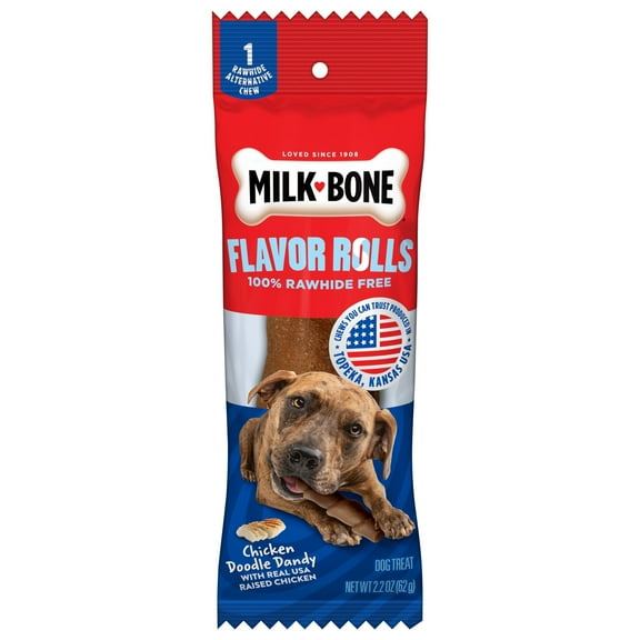 Milk Bone Flavor Rolls Chicken Doodle Dandy Rawhide Free Dog Treat With Chicken, 2.2 oz