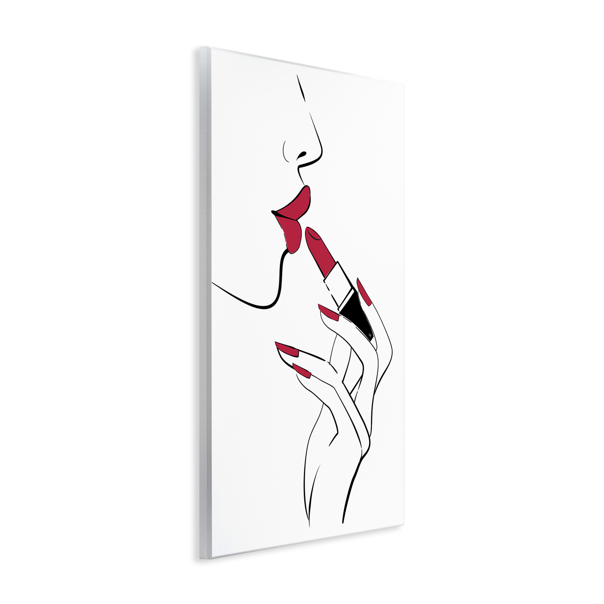 Stupell Industries Red Lips Makeup Novelty Painting Unframed Art Print Wall Art, 13 x 19