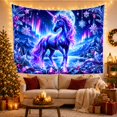 thumbnail image 3 of Unicorn Under Moonlit Northern Lights Mystical Fantasy Style for Unicorn Lovers Winter Wall Decor Christmas Gift Tapestry Wall Hanging for Bedroom, Nursery and Dorm, 3 of 7