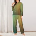 thumbnail image 2 of Picia Orange To Teal Gradient Pattern Women’s Long-Sleeve Sleepwear Set - Soft 2-Piece Loungewear with Pockets, Comfy PJs for Relaxing Nights-Large, 2 of 7