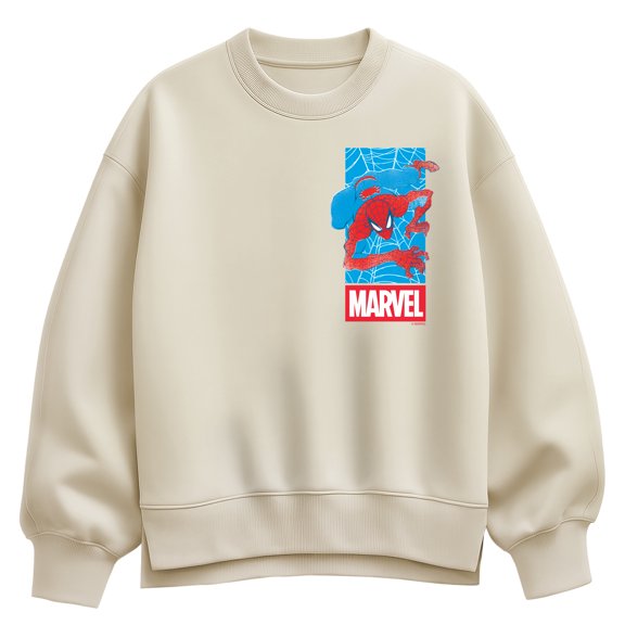 Marvel - Spider-Man Web Logo Oversized Fleece Crew Sweatshirt